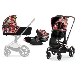 Cybex Priam 4.0 + Cloud Z2 I-size Gold rose frame Spring Blossom Dark Bērnu Ratiņi 3in1 Cybex Priam 4.0 + Cloud Z2 I-size Gold rose frame Spring Blossom Dark Bērnu Ratiņi 3in1