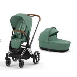 Cybex Priam 4.0 Leaf Green Chrome Brown frame Bērnu Ratiņi 2in1