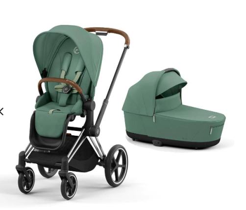 Cybex Priam 4.0 Leaf Green Chrome Brown frame Bērnu Ratiņi 2in1