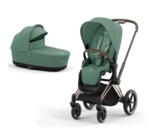 Cybex Priam 4.0 Leaf Green Rose Gold frame Bērnu Ratiņi 2in1