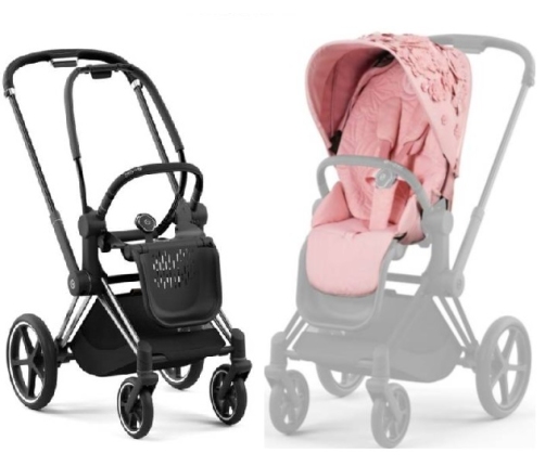 Cybex Priam 4.0 Pale Blush Simply Flowers + Chrome black frame Прогулочная Коляска