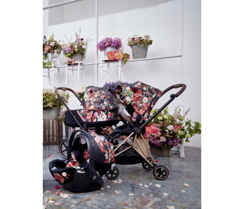 Cybex Priam 4.0 Spring Blossom Dark + Chrome black frame Pastaigu Ratiņi