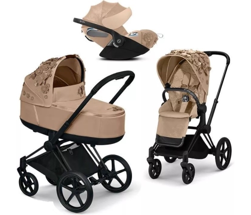 Cybex Priam E-Priam Lux Nude beige Simply flowers Люлька для коляски