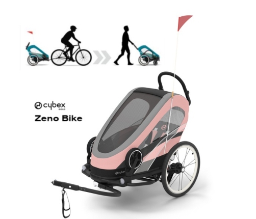 Cybex Zeno Bike Light Pink Спортивная Коляска для бега Лыж - Велосипедный прицеп 4in1