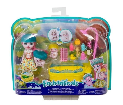 Enchantimals Bathtime Water Splash Petya Pig Lelle ar dzīvniekiem