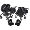 Junama Basic Duo 01 Black Dvīņu Ratiņi 3in1