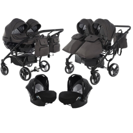 Junama Basic Duo 03 Black Nickel Dvīņu Ratiņi 3in1 Junama Basic Duo 03 Black Nickel Dvīņu Ratiņi 3in1