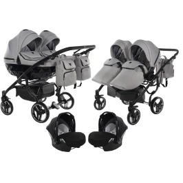 Junama Basic Duo 06 Grey Mist Dvīņu Ratiņi 3in1