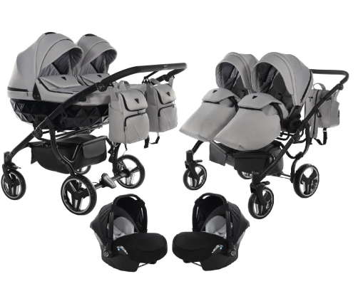 Junama Basic Duo 06 Grey Mist Dvīņu Ratiņi 3in1