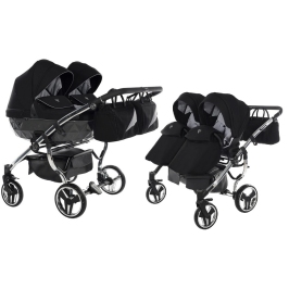 Junama Diamond S-Line Duo 03 Black Grey Dvīņu Ratiņi 2in1