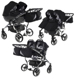 Junama Diamond S-Line Duo 03 Black Grey Коляска для двойняшек 3in1