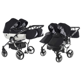 Junama Diamond S-Line Duo 04 White Black Dvīņu Ratiņi 2in1