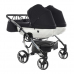 Junama Diamond S-Line Duo 04 White Black Dvīņu Ratiņi 3in1