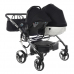 Junama Diamond S-Line Duo 04 White Black Dvīņu Ratiņi 3in1