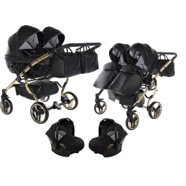 Junama Fluo Line Duo 04 Black Gold Dvīņu Ratiņi 3in1 Junama Fluo Line Duo 04 Black Gold Dvīņu Ratiņi 3in1