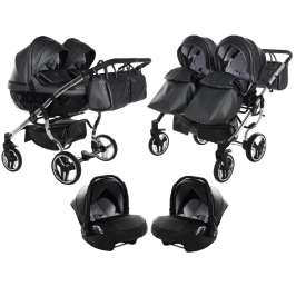 Junama Fluo Line Duo 05 Anthracite Dvīņu Ratiņi 3in1 Junama Fluo Line Duo 05 Anthracite Dvīņu Ratiņi 3in1