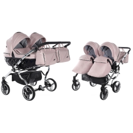 Junama Fluo Line Duo 06 Pink Silver Коляска для двойняшек 2in1