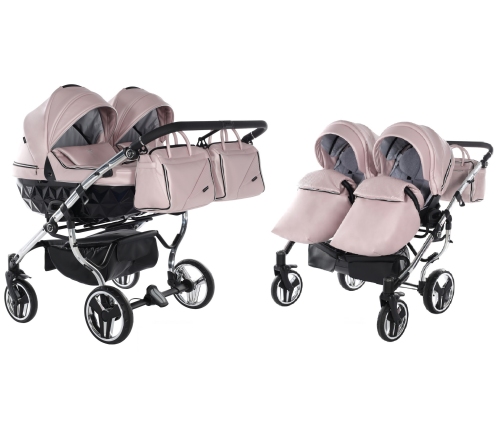 Junama Fluo Line Duo 06 Pink Silver Коляска для двойняшек 2in1