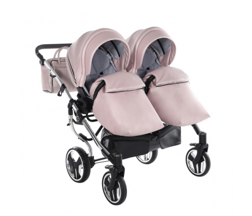 Junama Fluo Line Duo 06 Pink Silver Dvīņu Ratiņi 3in1