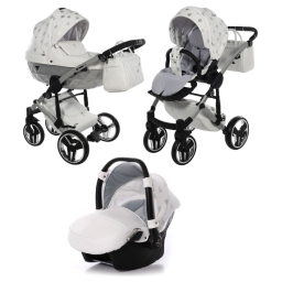 Junama Glow col. 3 White silver Bērnu Ratiņi 3 in 1