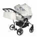 Junama Glow Duo 03 White Silver Dvīņu Ratiņi 2in1