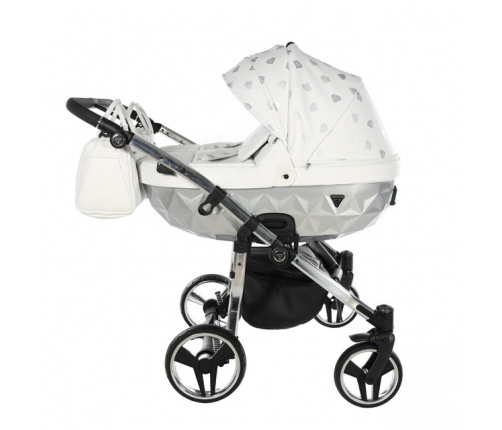 Junama Glow Duo 03 White Silver Dvīņu Ratiņi 2in1