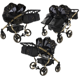 Junama Glow Duo 05 Black Gold Коляска для двойняшек 3in1 Junama Glow Duo 05 Black Gold Коляска для двойняшек 3in1