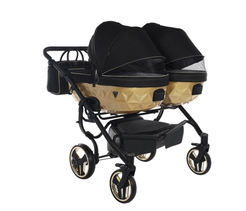 Junama Mirror Satin Duo 03 Black Gold Dvīņu Ratiņi 2in1