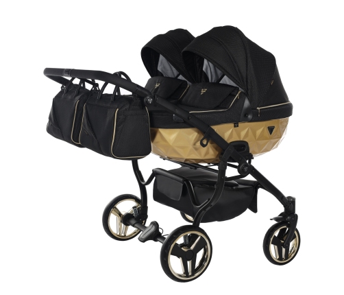 Junama Mirror Satin Duo 03 Black Gold Dvīņu Ratiņi 2in1