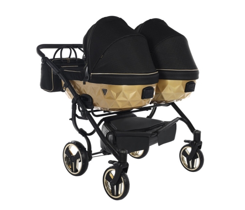 Junama Mirror Satin Duo 03 Black Gold Dvīņu Ratiņi 2in1