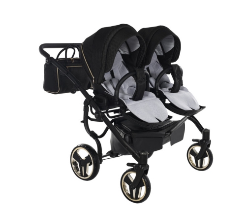 Junama Mirror Satin Duo 03 Black Gold Dvīņu Ratiņi 2in1