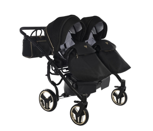 Junama Mirror Satin Duo 03 Black Gold Dvīņu Ratiņi 2in1