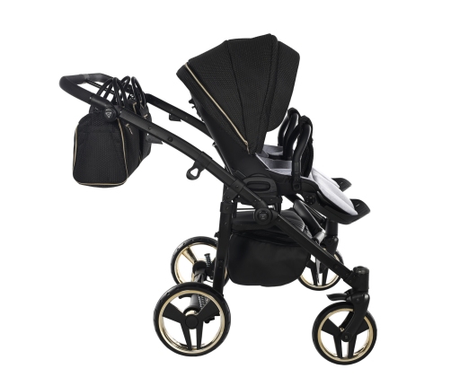 Junama Mirror Satin Duo 03 Black Gold Dvīņu Ratiņi 2in1