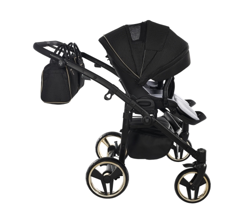 Junama Mirror Satin Duo 03 Black Gold Dvīņu Ratiņi 2in1