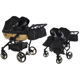 Junama Mirror Satin Duo 03 Black Gold Dvīņu Ratiņi 2in1 Junama Mirror Satin Duo 03 Black Gold Dvīņu Ratiņi 2in1