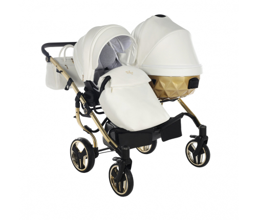 Junama Mirror Satin Duo 06 White Gold Коляска для двойняшек 2in1