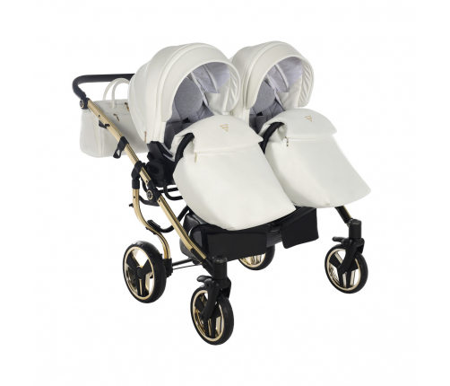 Junama Mirror Satin Duo 06 White Gold Коляска для двойняшек 2in1