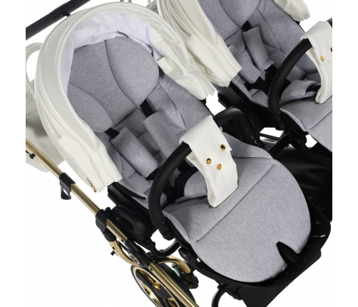 Junama Mirror Satin Duo 06 White Gold Коляска для двойняшек 2in1