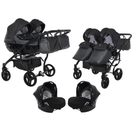 Junama Saphire Duo 02 Black Коляска для двойняшек 3in1 Junama Saphire Duo 02 Black Коляска для двойняшек 3in1