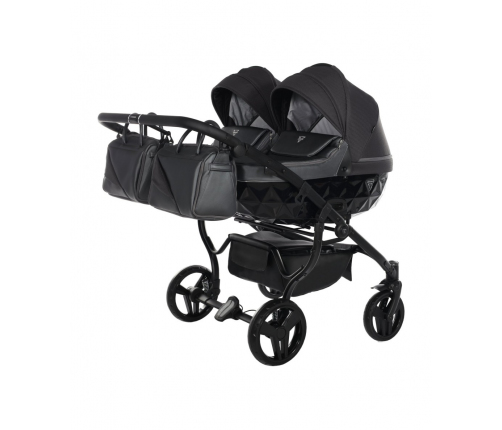 Junama Saphire Duo 03 Black Dvīņu Ratiņi 2in1