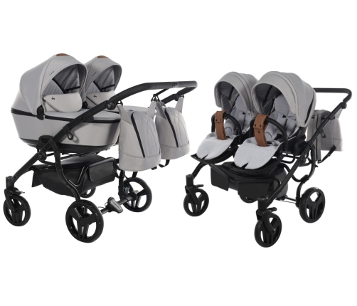 Junama Space Duo 01 Grey Коляска для двойняшек 2in1