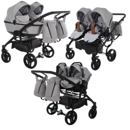 Junama Space Duo 01 Grey Коляска для двойняшек 3in1