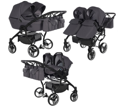 Junama Termo Line Tex Duo 02 Graphite grey Dvīņu Ratiņi 3in1