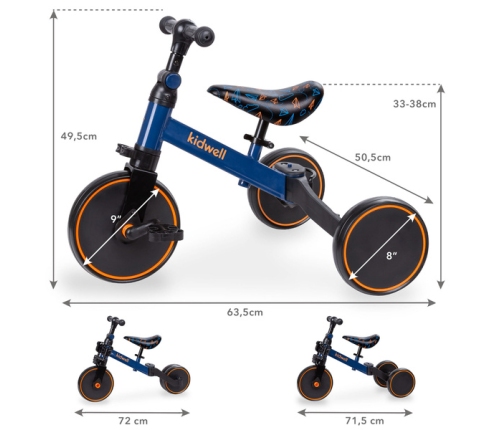 Kidwell Pico Plane Bērnu velosipēds Skrejritenis Trīsritenis Divritenis 3in1