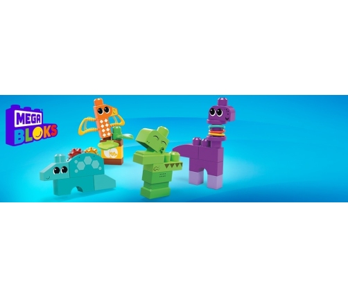 Конструктор Сенсорный 24 шт. Fisher Price Mega Bloks Squeak n Chomp Dinos HKN43