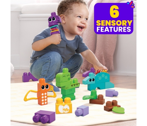 Конструктор Сенсорный 24 шт. Fisher Price Mega Bloks Squeak n Chomp Dinos HKN43