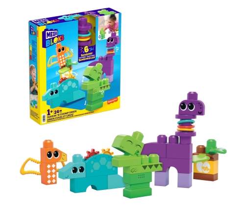 Конструктор Сенсорный 24 шт. Fisher Price Mega Bloks Squeak n Chomp Dinos HKN43