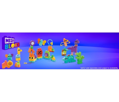 Конструктор Сенсорный 24 шт. Fisher Price Mega Bloks Squeak n Chomp Dinos HKN43