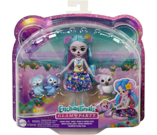 Mattel Enchantimals Glam Party Karalee Koala Family HNT61 Lelle ar dzīvnieku