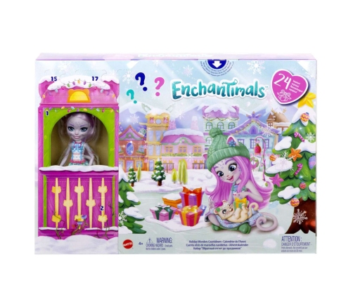 Mattel Enchantimals Holiday Wonders Countdown Advent Calendar Sybill Snow Leopard Рождественский Календарь + Кукла